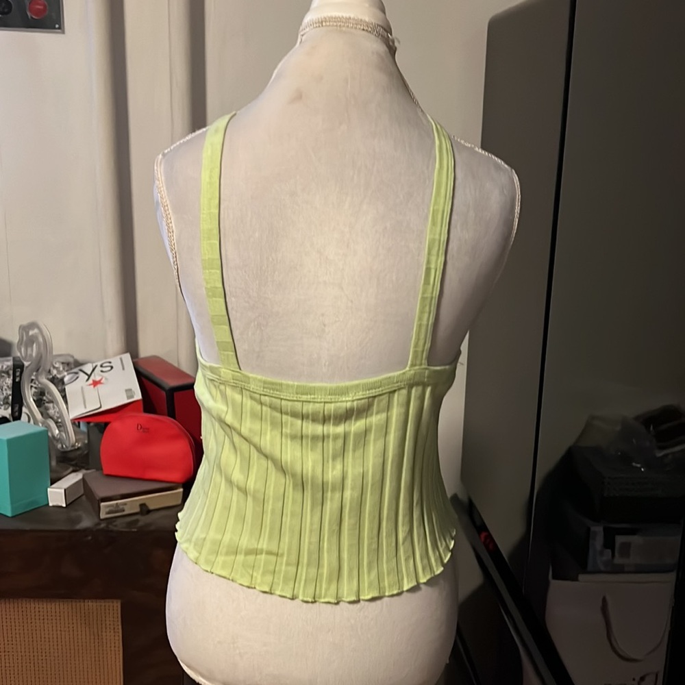 Zara large lime green ribbed top - Picture 3 of 3